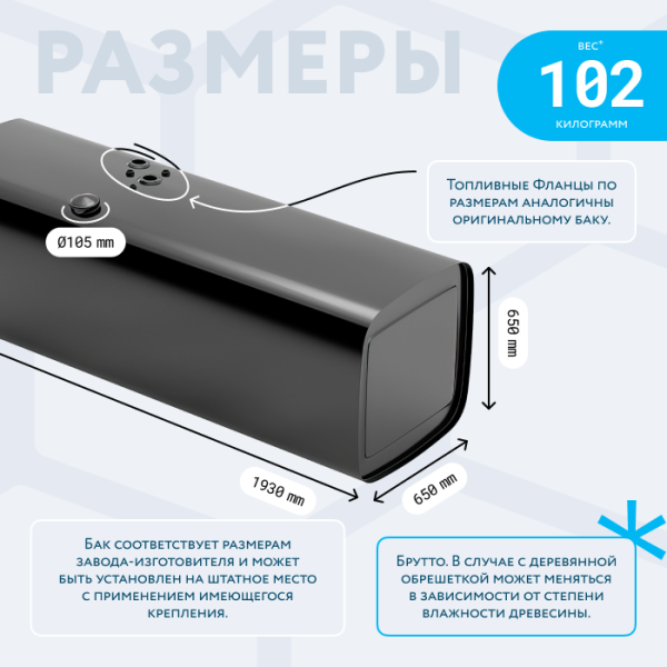 Топливный бак 750 литров (650х650х1930)